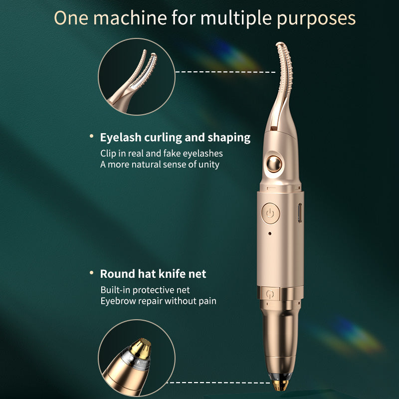 2-in-1 Heated Eyelash Curler & Electric Eyebrow Trimmer — Salon-Quality at Home