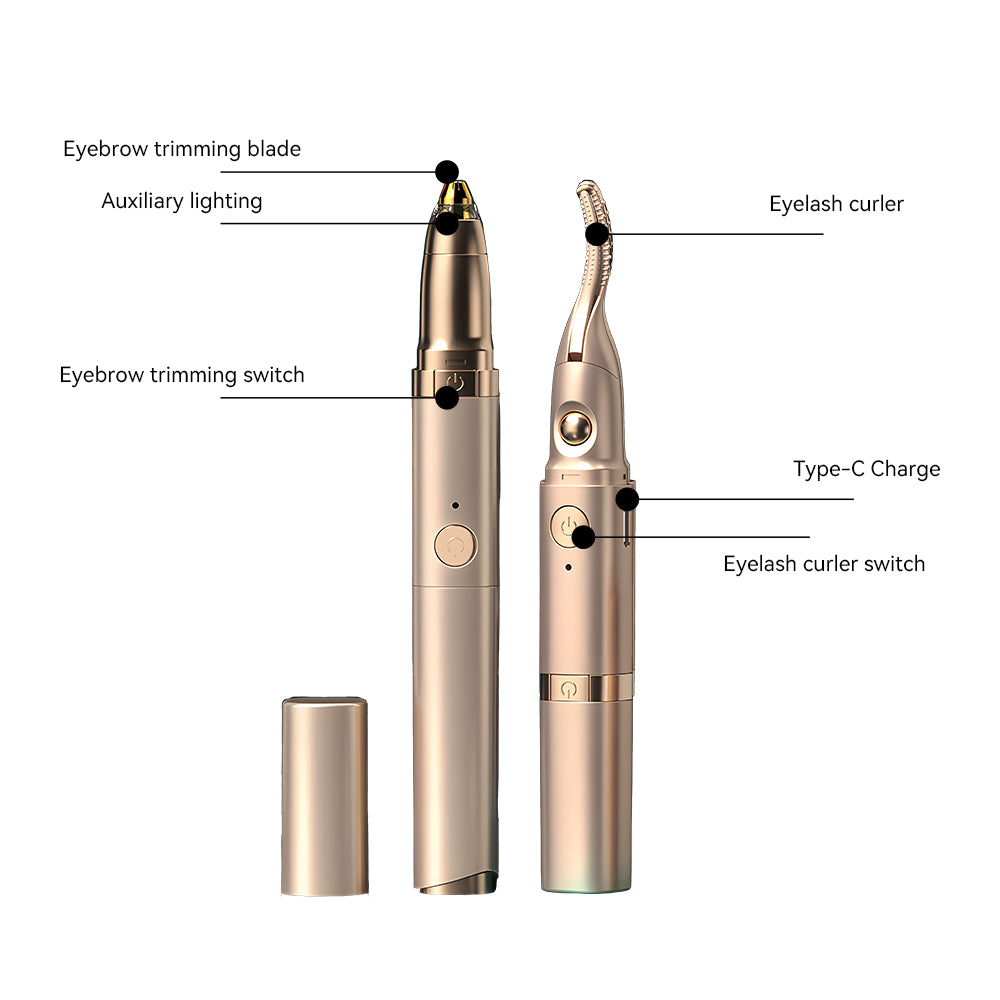 2-in-1 Heated Eyelash Curler & Electric Eyebrow Trimmer — Salon-Quality at Home