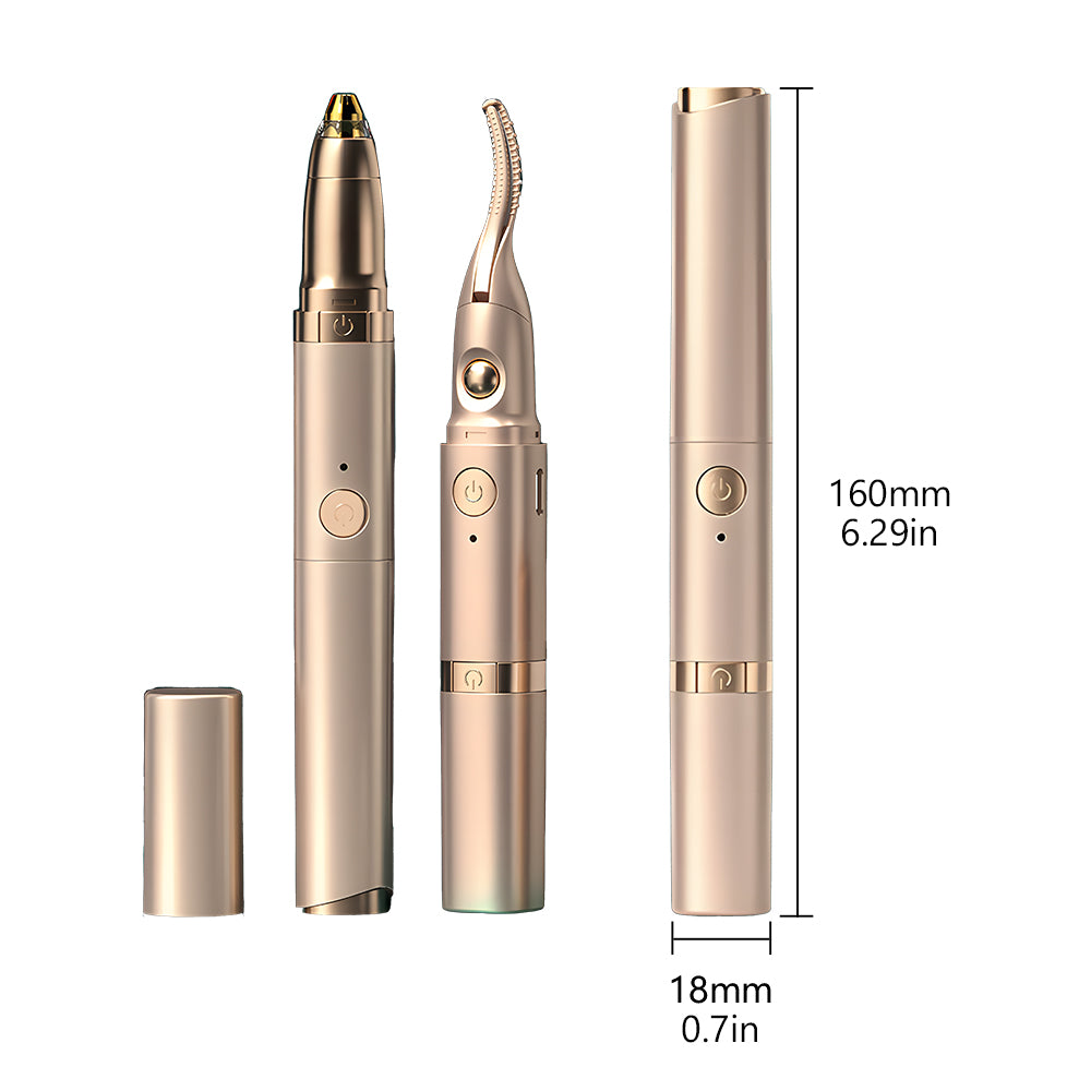 2-in-1 Heated Eyelash Curler & Electric Eyebrow Trimmer — Salon-Quality at Home