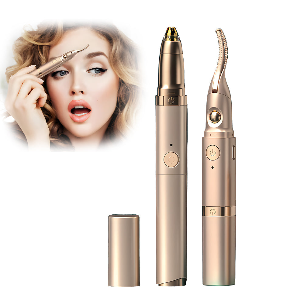 2-in-1 Heated Eyelash Curler & Electric Eyebrow Trimmer — Salon-Quality at Home