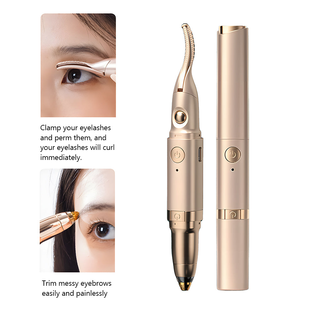 2-in-1 Heated Eyelash Curler & Electric Eyebrow Trimmer — Salon-Quality at Home